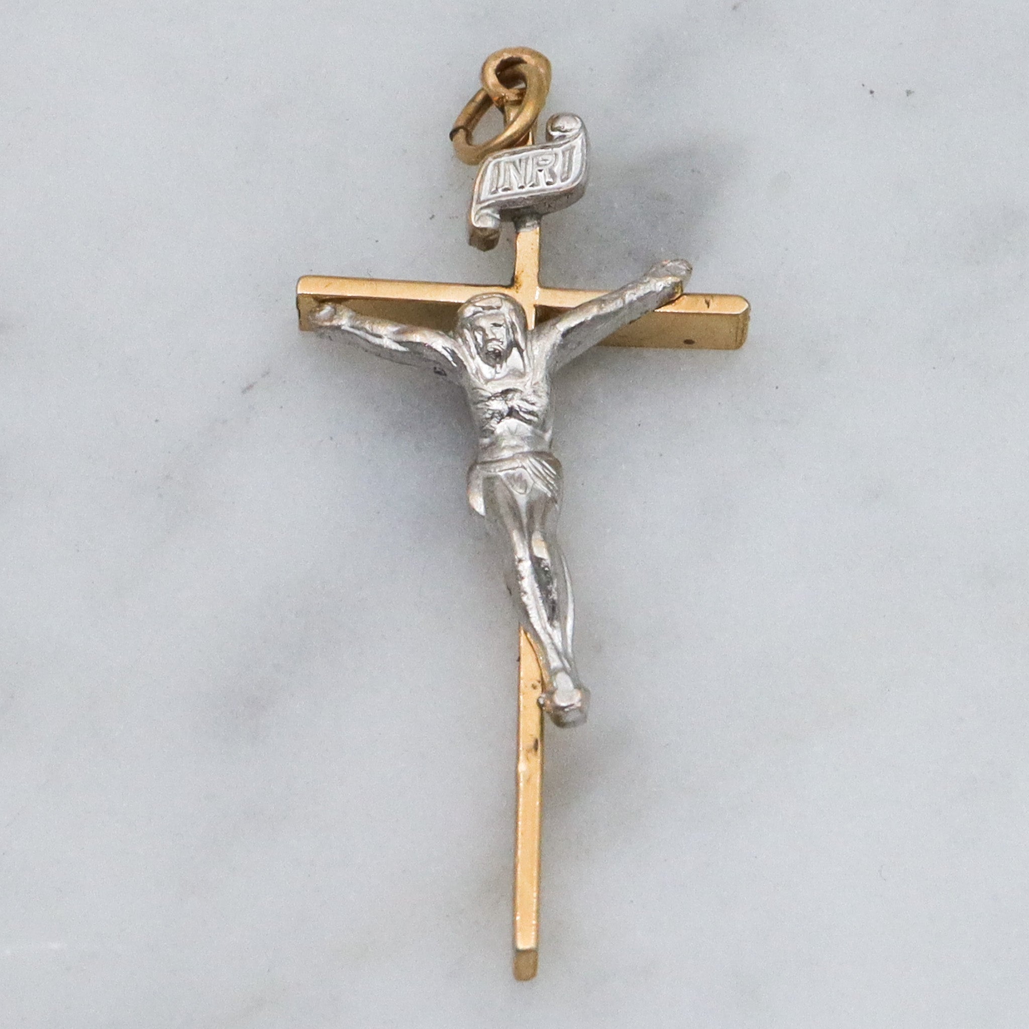 Retro Theda 14k gold filled crucifix pendant
